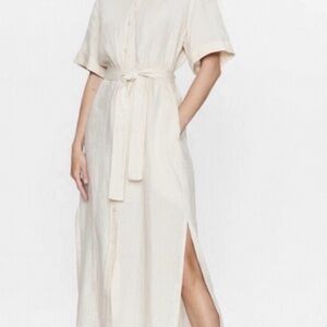 PERSERICO Linen Chain Trim Shirt Dress Sz 40 $705 NWT!